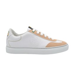 Women's handmade white leather and beige nubuck PS sneakers