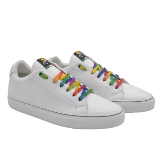 Handmade White Leather Sneakers With Rainbow details Handmade White Leather Sneakers With Rainbow details