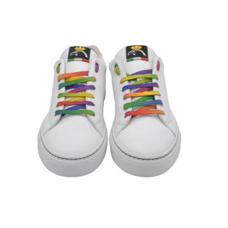 Handmade White Leather Sneakers With Rainbow details Handmade White Leather Sneakers With Rainbow details