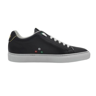Men's Handmade PS Sneakers In Black Leather With Gold Details Men's Handmade PS Sneakers In Black Leather With Gold Details
