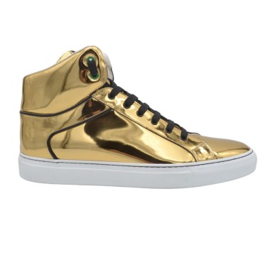 Wysokie Sneakersy męskie PS ze złotej lustrzanej skóry