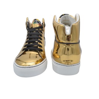Wysokie Sneakersy męskie PS ze złotej lustrzanej skóry Wysokie Sneakersy męskie PS ze złotej lustrzanej skóry