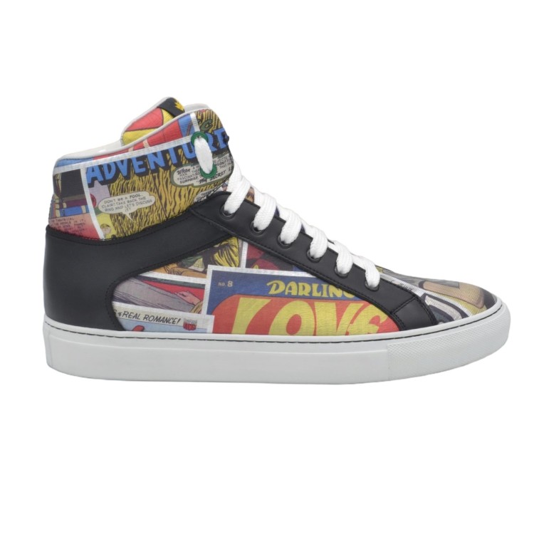 Men's PS high Sneakers in cartoon print leatherand Men's PS high Sneakers in cartoon print leatherand