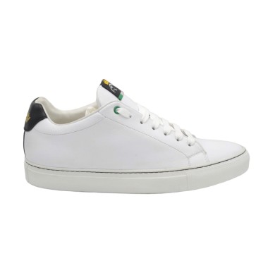 Handmade white leather men's PS sneakers