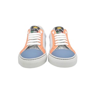 Handmade Sneakers PS Silvia Salmon and Blue Handmade Sneakers PS Silvia Salmon and Blue