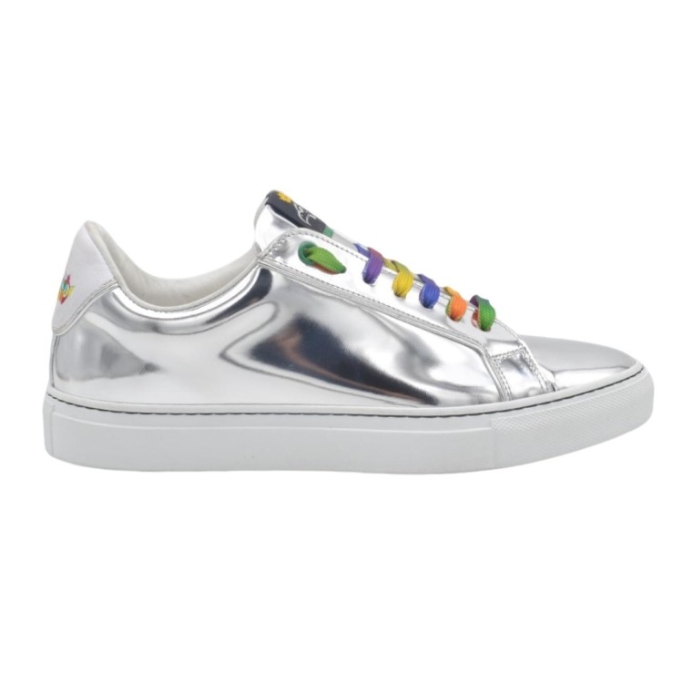 Women's PS Sneakers Handcrafted In Silver Mirrored Leather Women's PS Sneakers Handcrafted In Silver Mirrored Leather