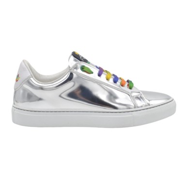 Women's PS Sneakers Handcrafted In Silver Mirrored Leather