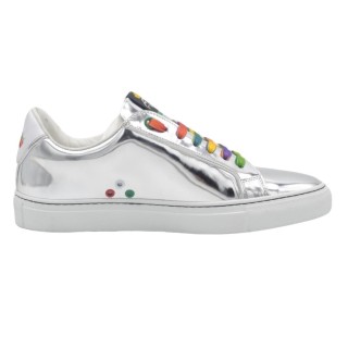 Women's PS Sneakers Handcrafted In Silver Mirrored Leather Women's PS Sneakers Handcrafted In Silver Mirrored Leather