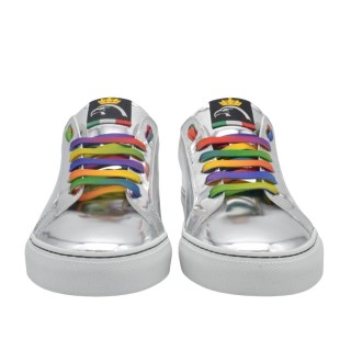 Women's PS Sneakers Handcrafted In Silver Mirrored Leather Women's PS Sneakers Handcrafted In Silver Mirrored Leather