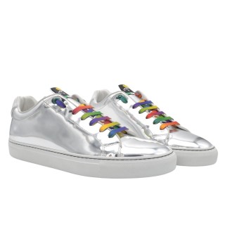 Handmade Men's PS Sneakers Silver Mirrored Leather Handmade Men's PS Sneakers Silver Mirrored Leather