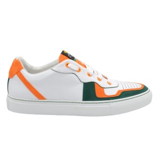 Handmade Sneakers PS Green and Orange Chamois details