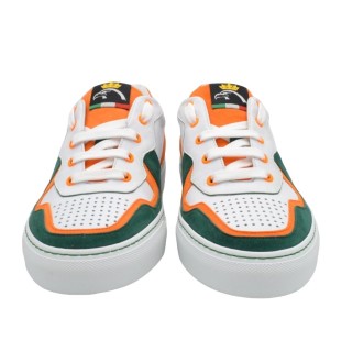 Handmade Sneakers PS Green and Orange Chamois details Handmade Sneakers PS Green and Orange Chamois details