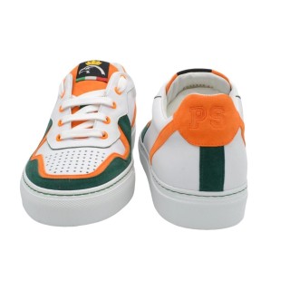 Handmade Sneakers PS Green and Orange Chamois details Handmade Sneakers PS Green and Orange Chamois details