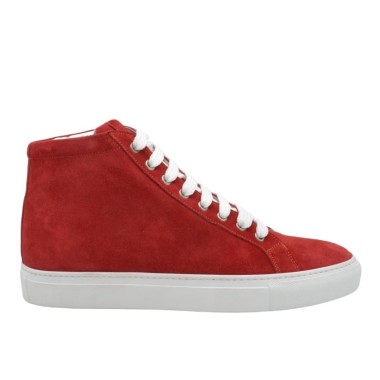 Handmade PS high Sneakers in red suede