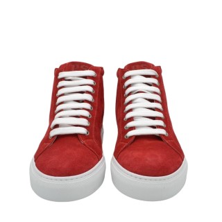 Męskie wysokie sneakersy PS z czerwonego zamszu Męskie wysokie sneakersy PS z czerwonego zamszu
