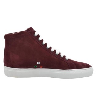 Wysokie sneakersy PS dla męskie z bordowej skóry zamszowej Wysokie sneakersy PS dla męskie z bordowej skóry zamszowej