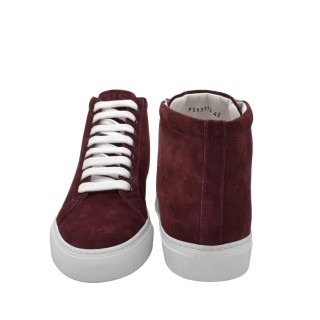 Handcrafted PS High Sneakers in Bordeaux Suede Leather Handcrafted PS High Sneakers in Bordeaux Suede Leather
