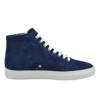 Wysokie Sneakersy PS Męskie w Skórzane z Zamszu Niebieskiego Wysokie Sneakersy PS Męskie w Skórzane z Zamszu Niebieskiego