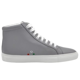 Handcrafted PS High Sneakers in Grey Leather Handcrafted PS High Sneakers in Grey Leather