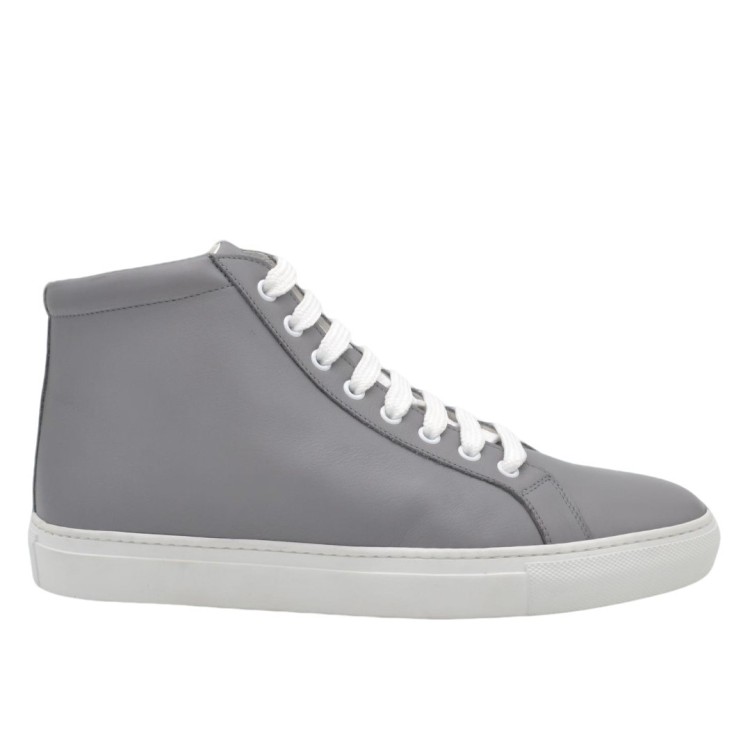 Handcrafted PS High Sneakers in Grey Leather Handcrafted PS High Sneakers in Grey Leather