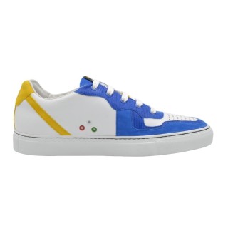 handmade PS Sneakers made of leather and blue chamois handmade PS Sneakers made of leather and blue chamois