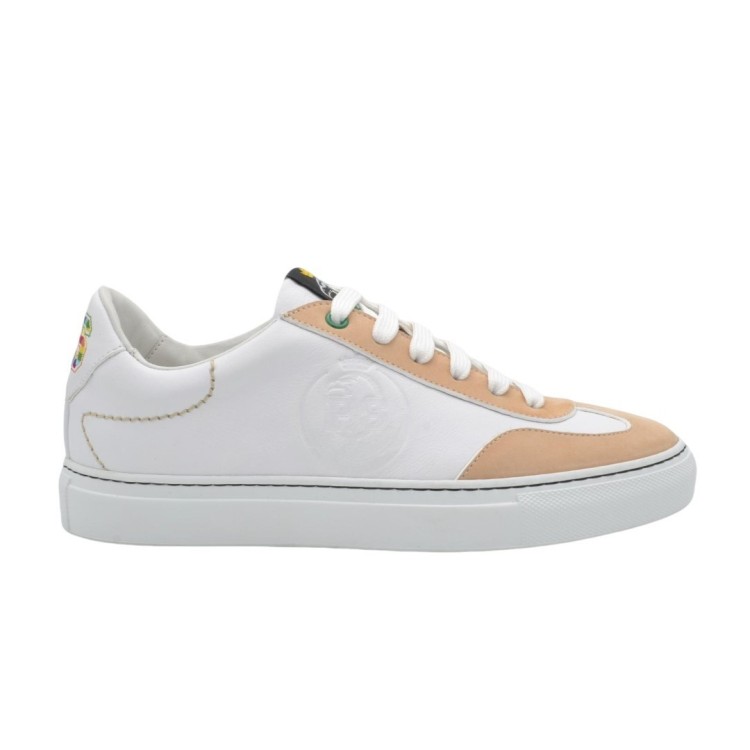 Women's handmade white leather and beige nubuck PS sneakers Women's handmade white leather and beige nubuck PS sneakers