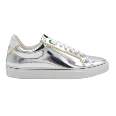 Women's PS Sneakers Handmade In Silver Mirrored Leather