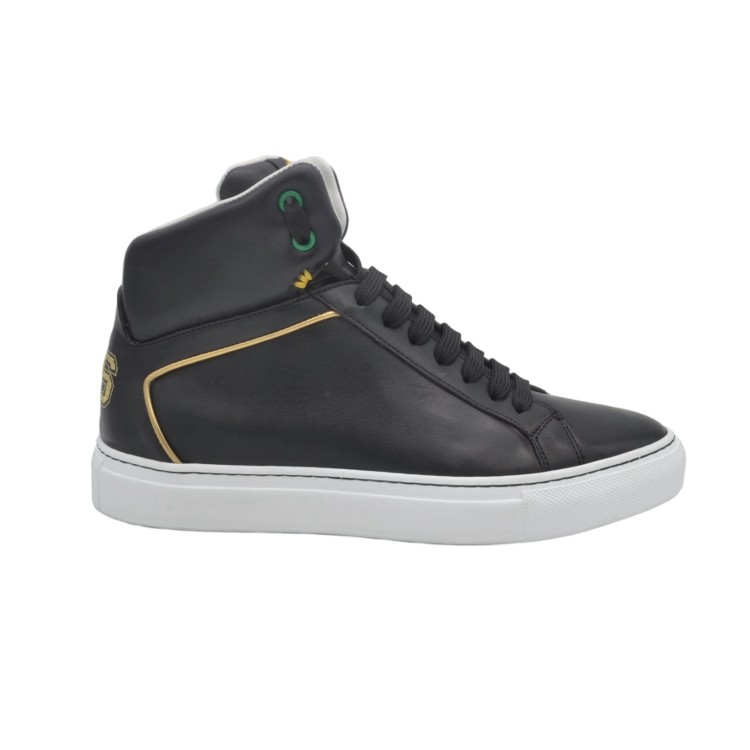 Sneakers PS alte Fatte a mano in pelle Nera Sneakers PS alte Fatte a mano in pelle Nera