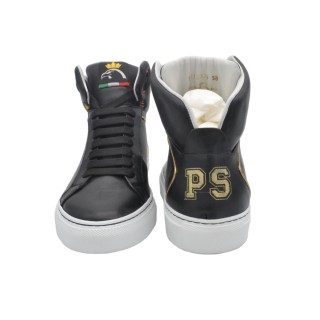 Sneakers PS alte Fatte a mano in pelle Nera Sneakers PS alte Fatte a mano in pelle Nera