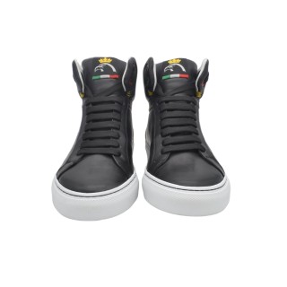 Sneakers PS alte Fatte a mano in pelle Nera Sneakers PS alte Fatte a mano in pelle Nera