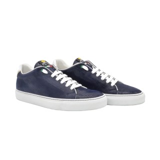 Sneakers PS Fatte a mano In Camoscio Effetto Vipera Blu